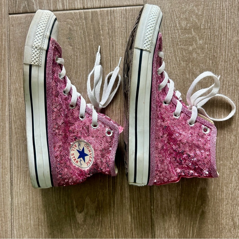 Sequin Pink High-Top Sneakers - Picture 3 of 4